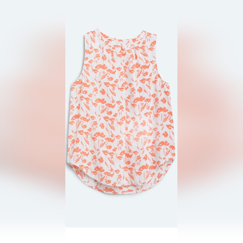 Fun 2 Fun Sleeveless Bib Collar Blouse White and Orange